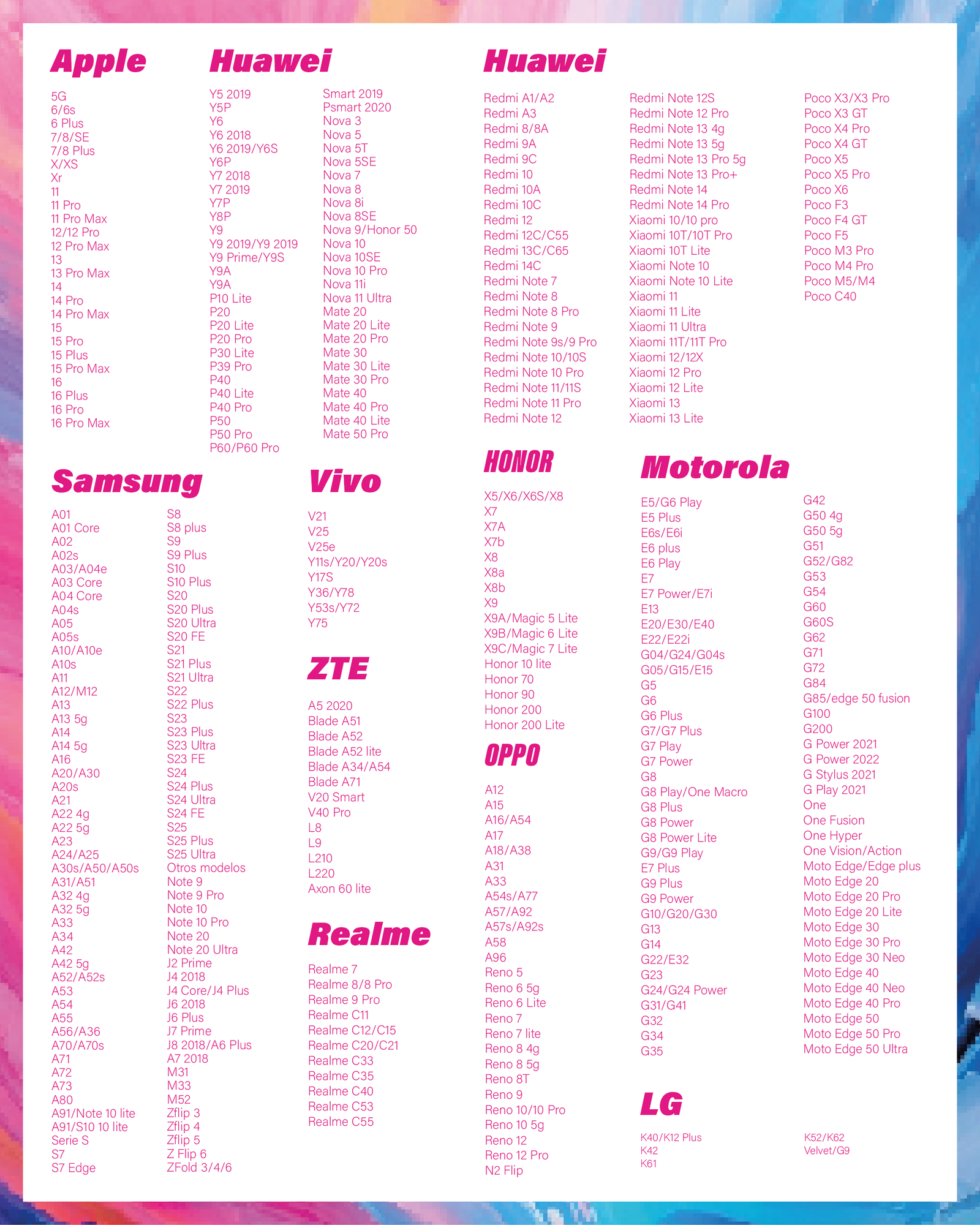 Logotipos de marcas disponibles para personalización